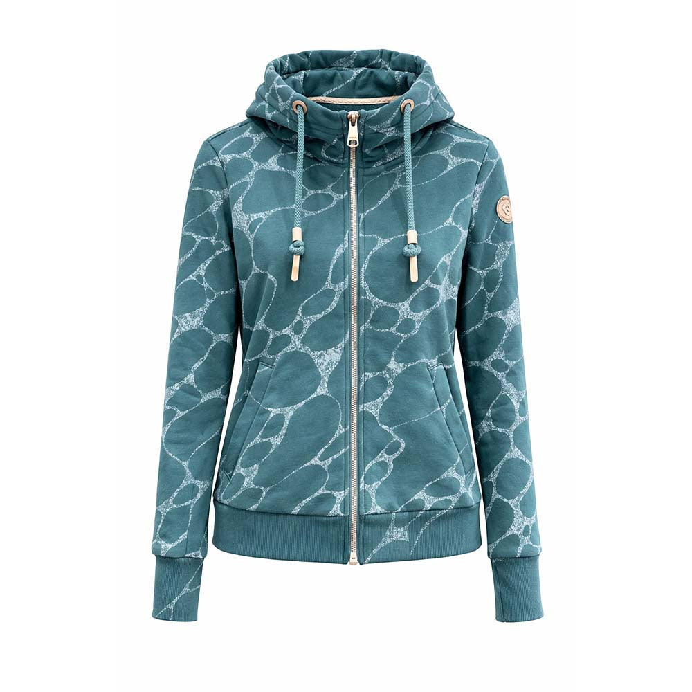 Ragwear Damen Sweatjacke Ronette Print – teal green