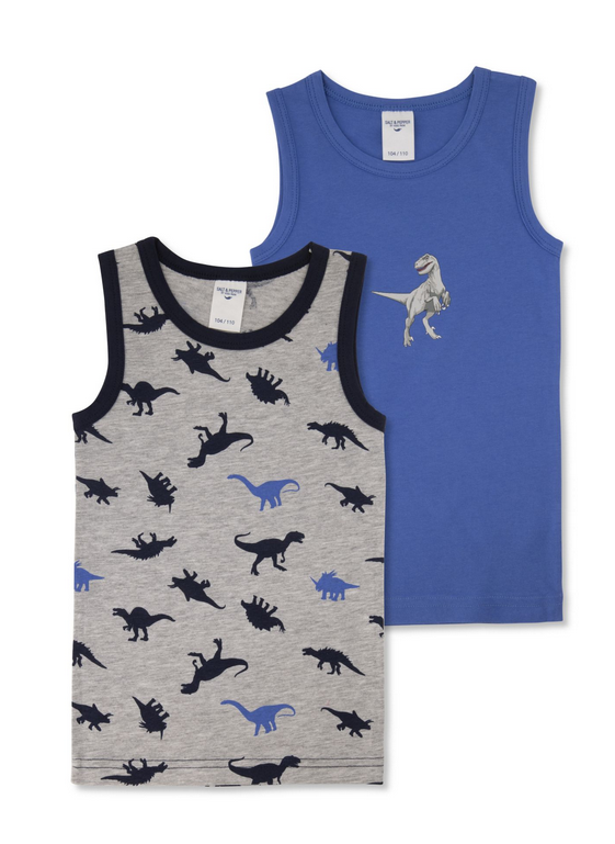 Salt and Pepper Boy Unterhemd Singlet 2er set Dino