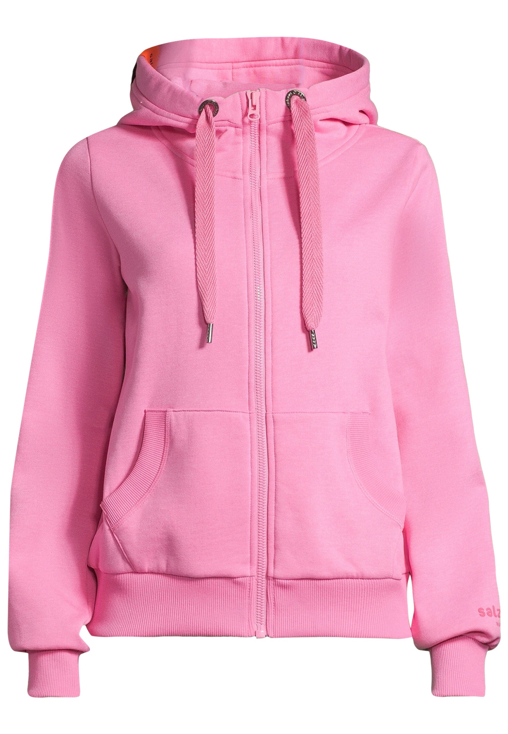 Salzhaut Damen Kapuzen-Sweatjacke Sööte "Kühlungsborn"-Print: white-neon orange