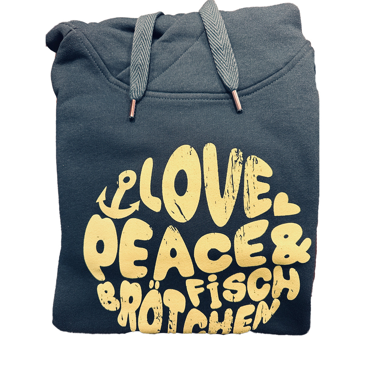 Salzhaut Damen Kapuzenpullover Sünn "Love, Peace & Fischbrötchen"