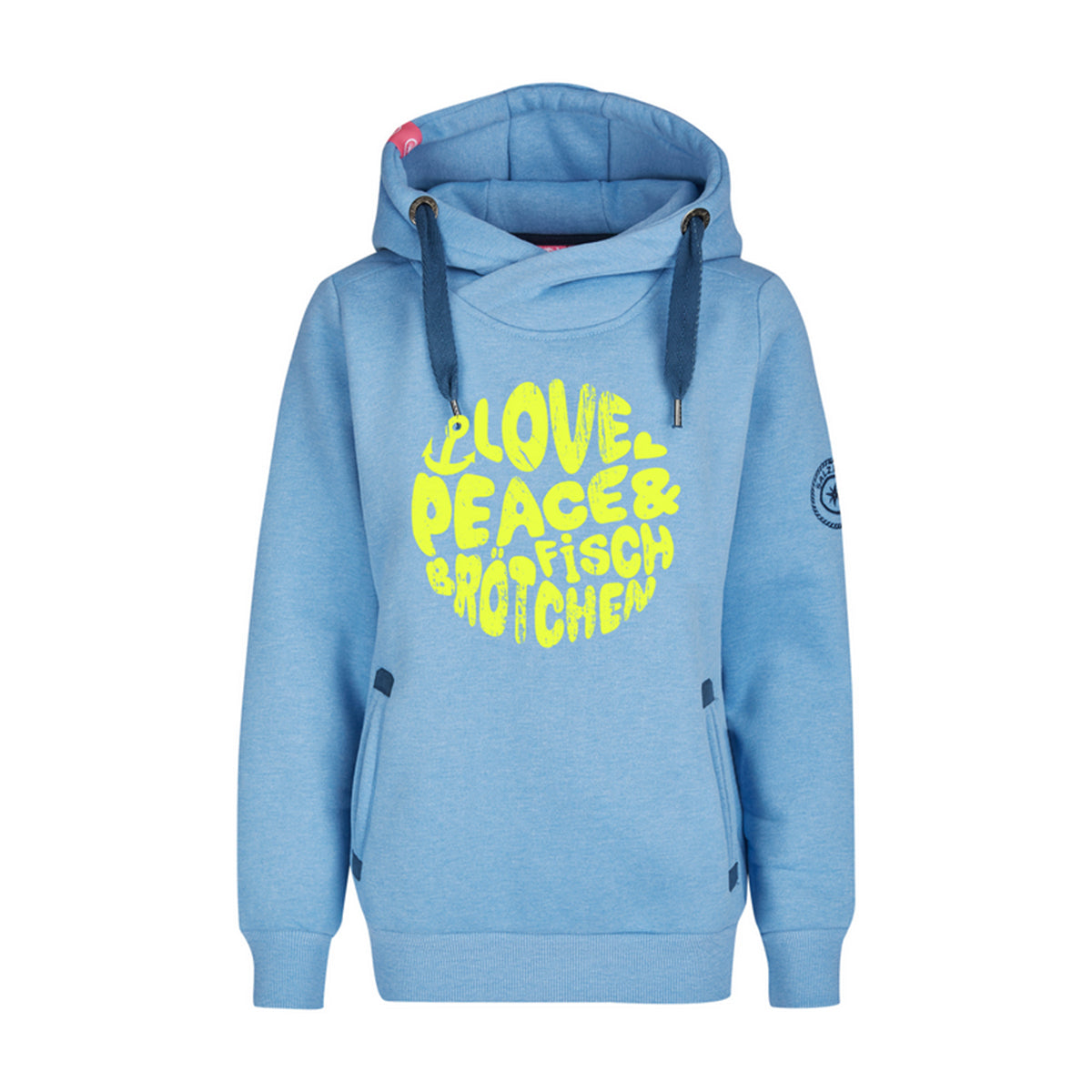 Salzhaut Damen Kapuzenpullover Sünn "Love, Peace & Fischbrötchen"