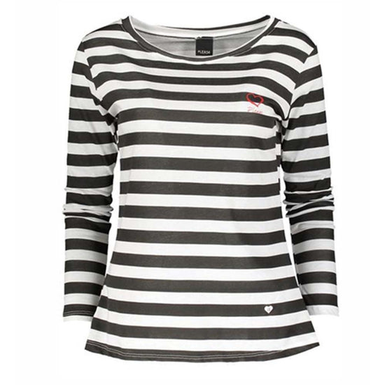 Please Damen Langarmshirt T3819A610 - bianco/nero