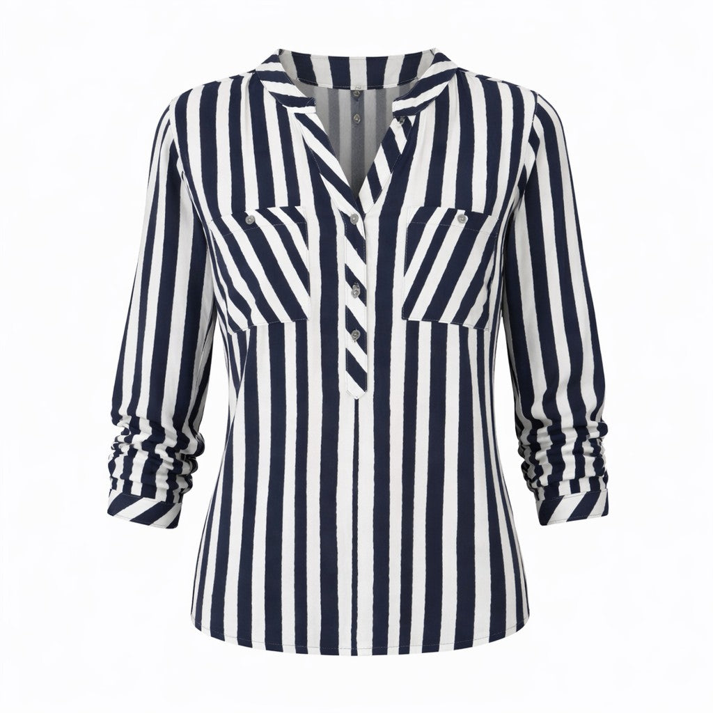 Timezone Damen Bluse Henley stripe