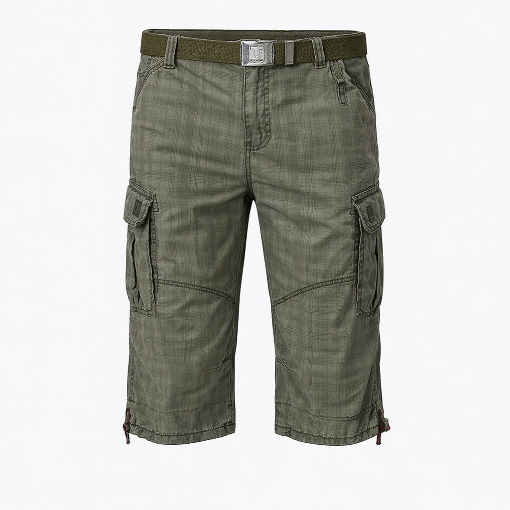 Timezone Herren Cargo Shorts Loose MilesTZ  – green check