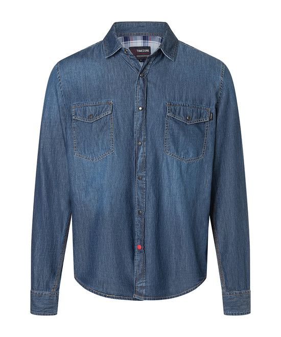 Timezone Herren Hemd – light blue wash
