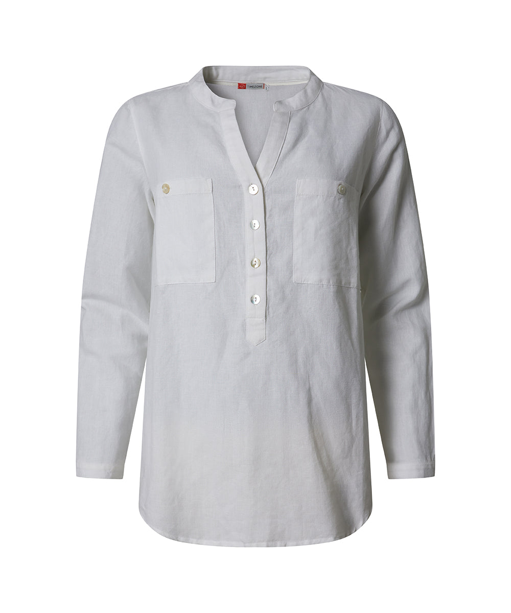 Timezone Damen Bluse Henley Linon Blouse
