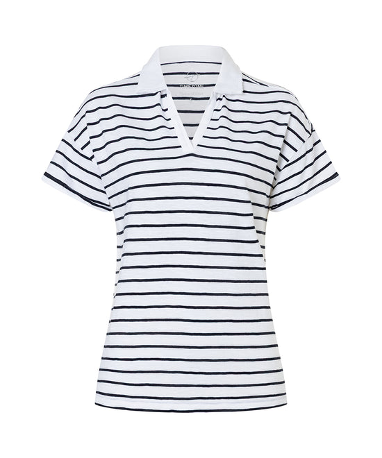 Timezone Damen Poloshirt – white blue stripe