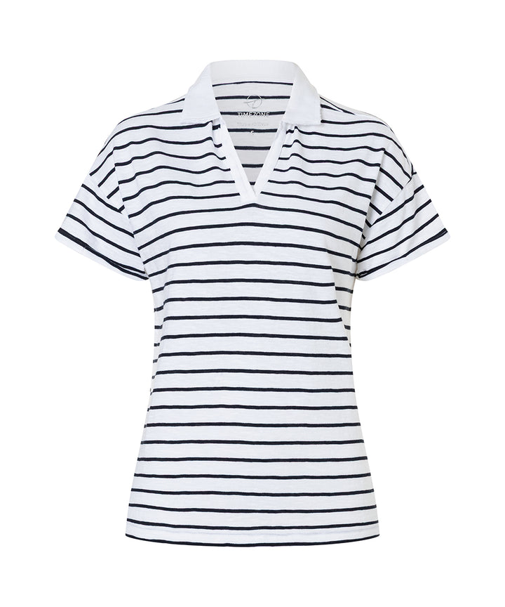 Timezone Damen Poloshirt – white blue stripe