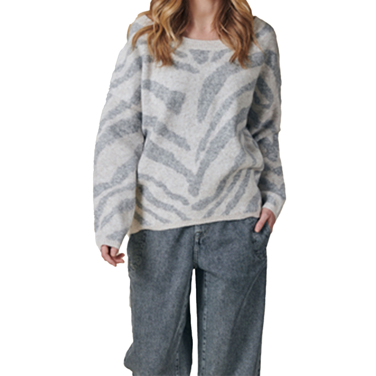 Zhrill Damen Strickpullover ZHNINA ZEBRA FOG