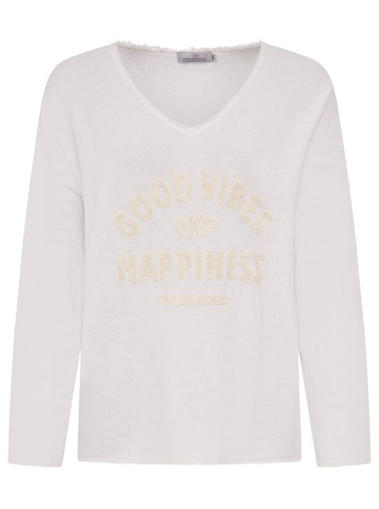 Zwillingsherz Damen Sweatshirt BW " Good Vibes & Happiness"