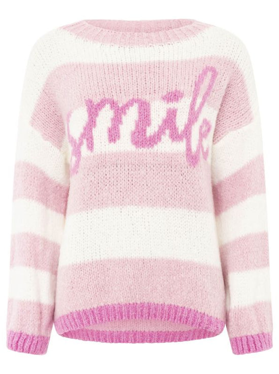 Zwillingsherz Damen Oversize Strick Pullover "Smile Streifen"