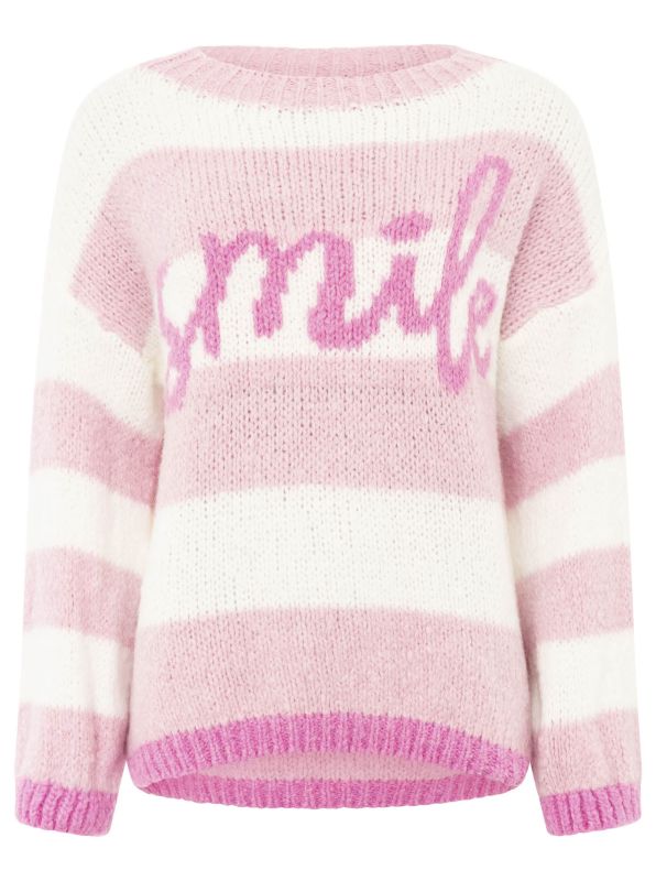 Zwillingsherz Damen Oversize Strick Pullover "Smile Streifen"