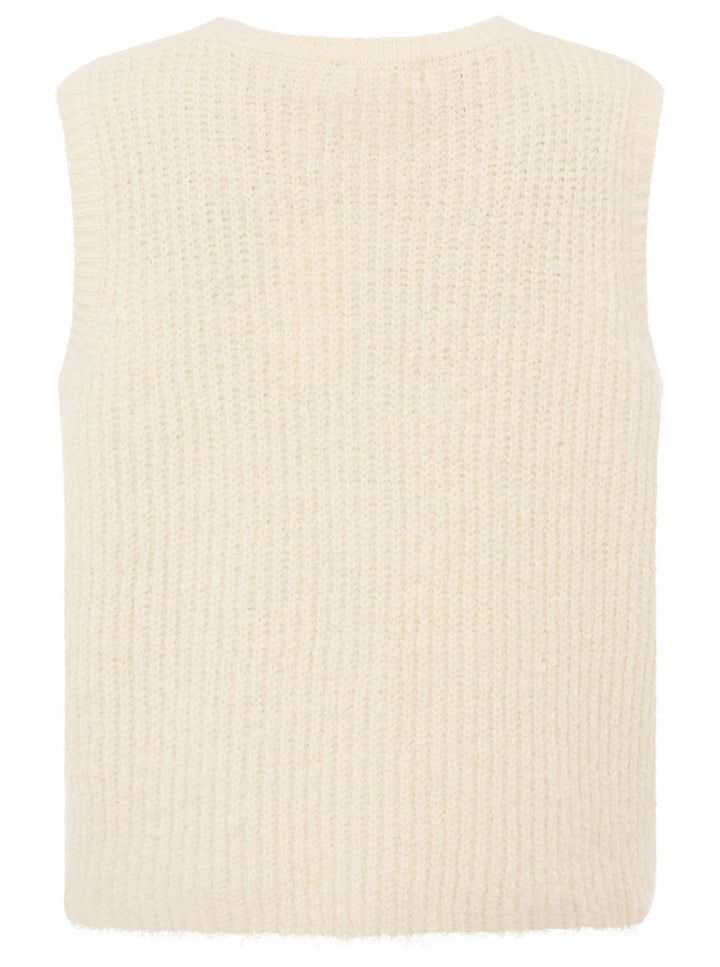 Zwillingsherz Damen Strickweste mit Knöpfen und Patch