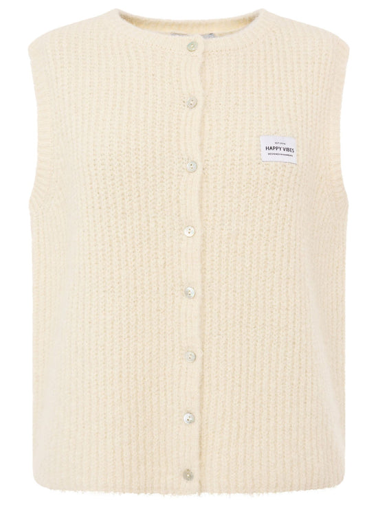 Zwillingsherz Damen Strickweste mit Knöpfen und Patch