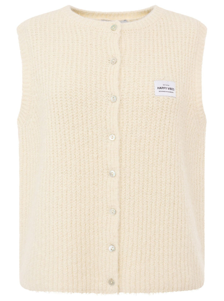 Zwillingsherz Damen Strickweste mit Knöpfen und Patch