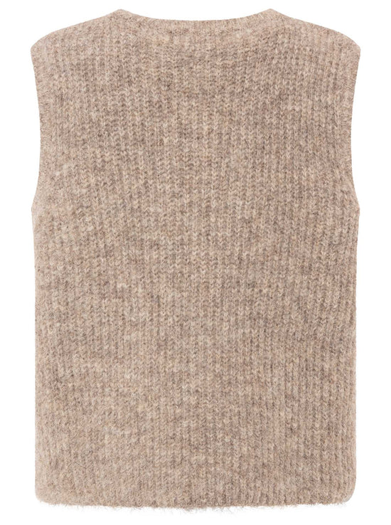 Zwillingsherz Damen Strickweste mit Knöpfen und Patch