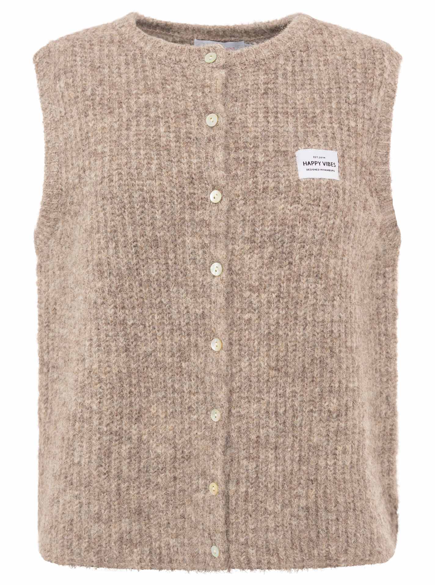 Zwillingsherz Damen Strickweste mit Knöpfen und Patch