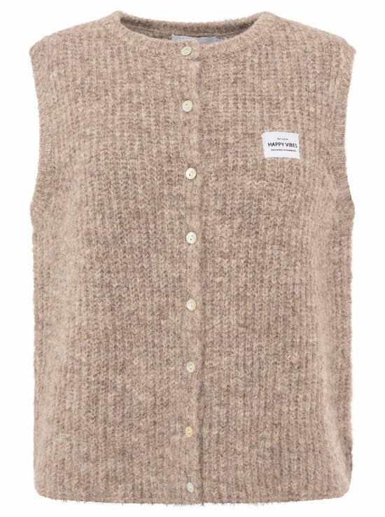 Zwillingsherz Damen Strickweste mit Knöpfen und Patch