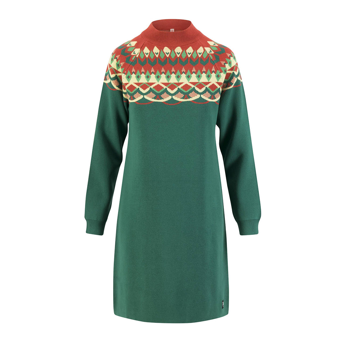 Blutsgeschwister Damen Midi-Strickkleid Scandi woods nostalgic island knit green