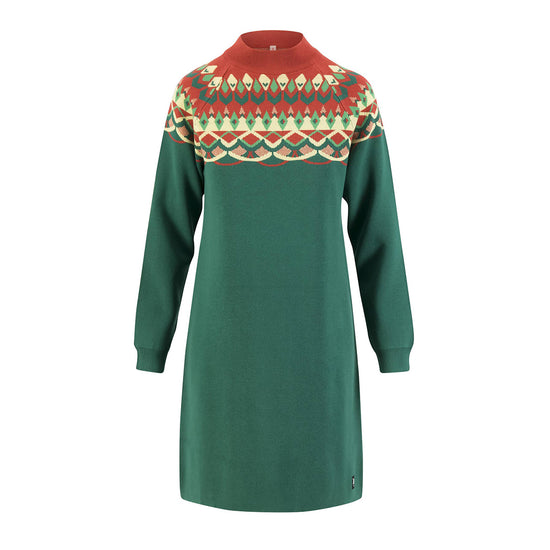 Blutsgeschwister Damen Midi-Strickkleid Scandi woods nostalgic island knit green