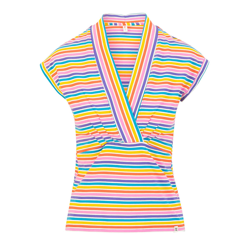Blutsgeschwister Damen Shirts Virgin Venus coral rainbow stripes