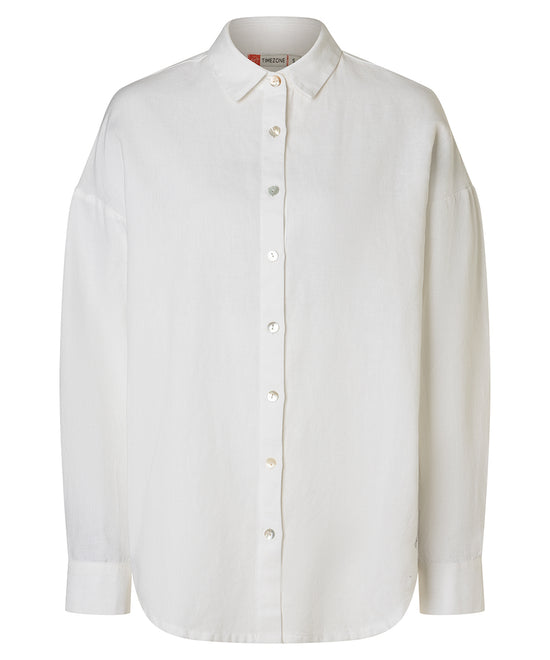 Timezone Damen Bluse linen blend – pure white