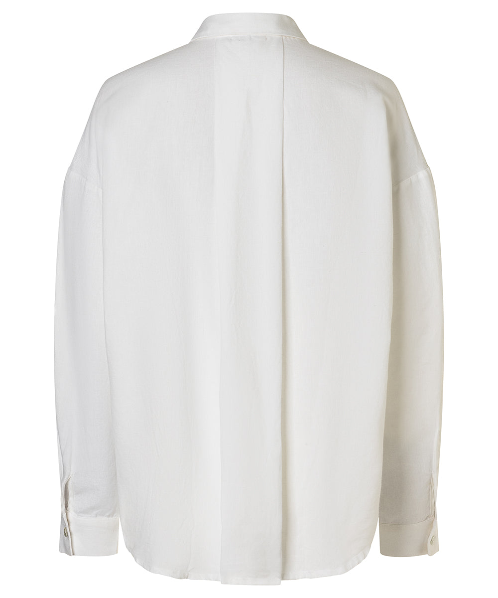 Timezone Damen Bluse linen blend – pure white