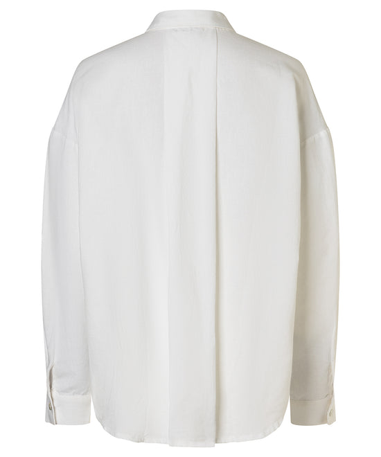 Timezone Damen Bluse linen blend – pure white