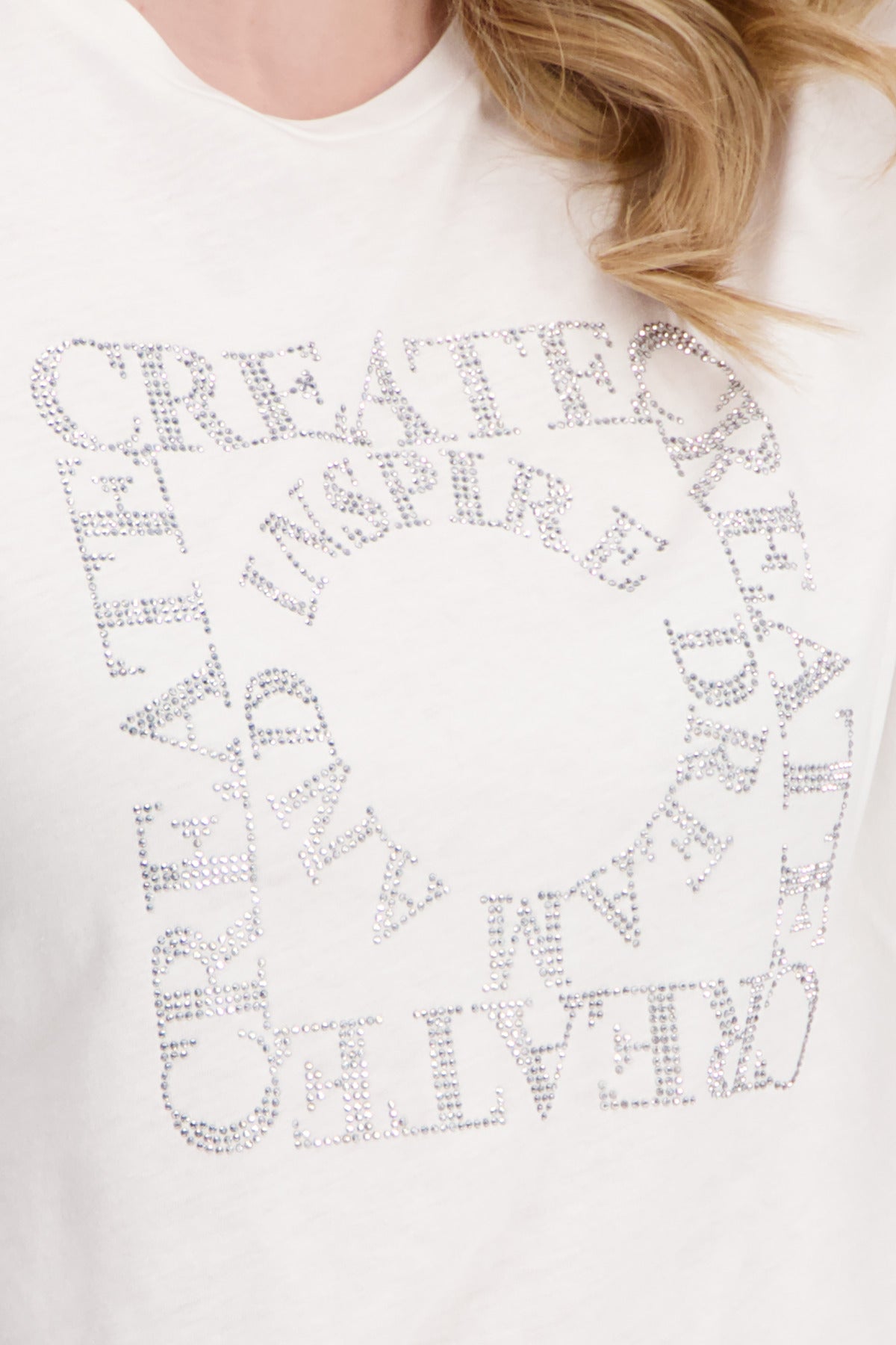 Monari Damen T-Shirt mit Strass Schrift