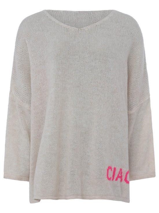 Zwillingsherz Damen Pullover Oversize "Ciao Ciao"