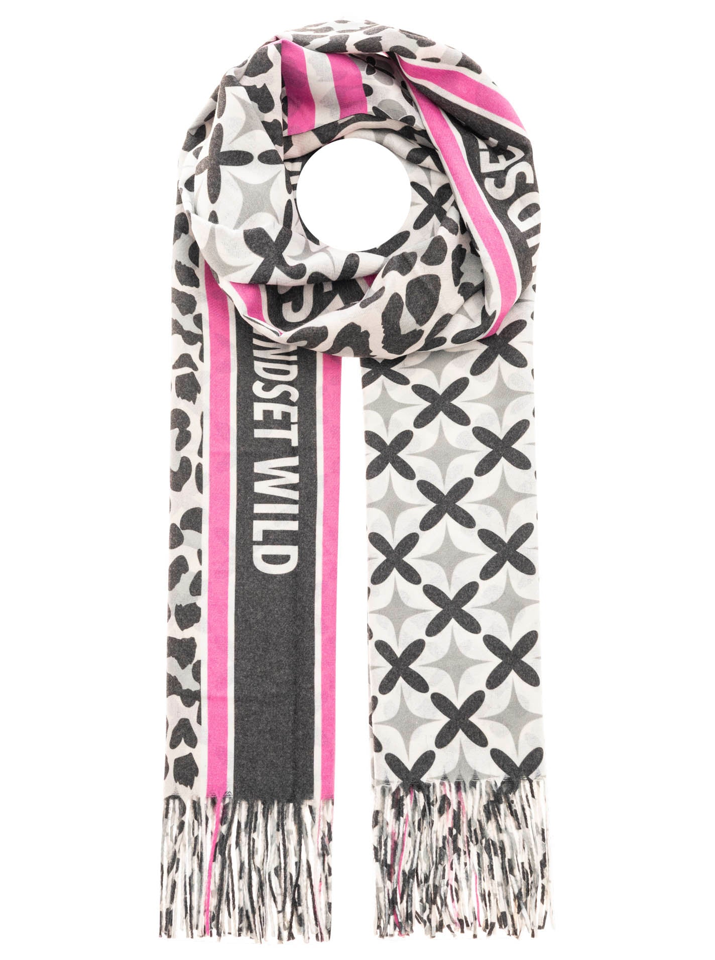 Zwillingsherz Damen Schal "Gray Pink Leo"