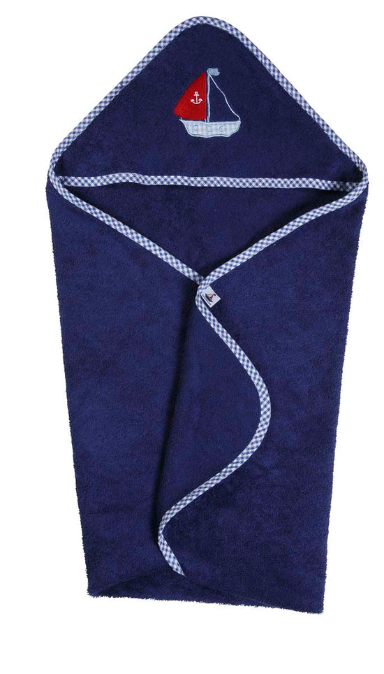 Hansekind Kinder Unisex Kapuzenhandtuch Segelboot