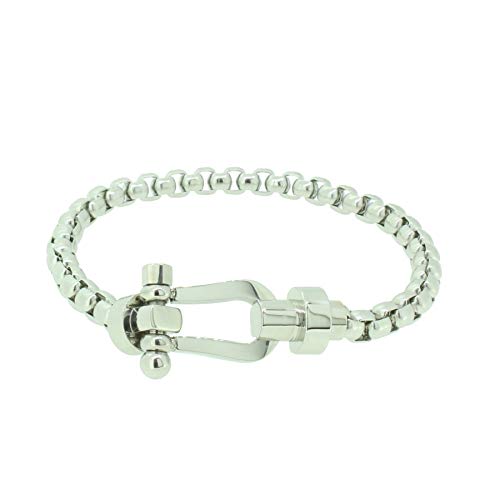 Schäkel Armband Damen Frauen - Silber mit Magnet-Verschluss aus IP-Edelstahl in hochwertiger Geschenkverpackung