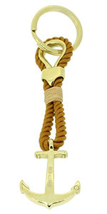 HAFEN-KLUNKER Sailor Collection Schlüsselanhänger Anker 108073 Textil Edelstahl Camel Gold