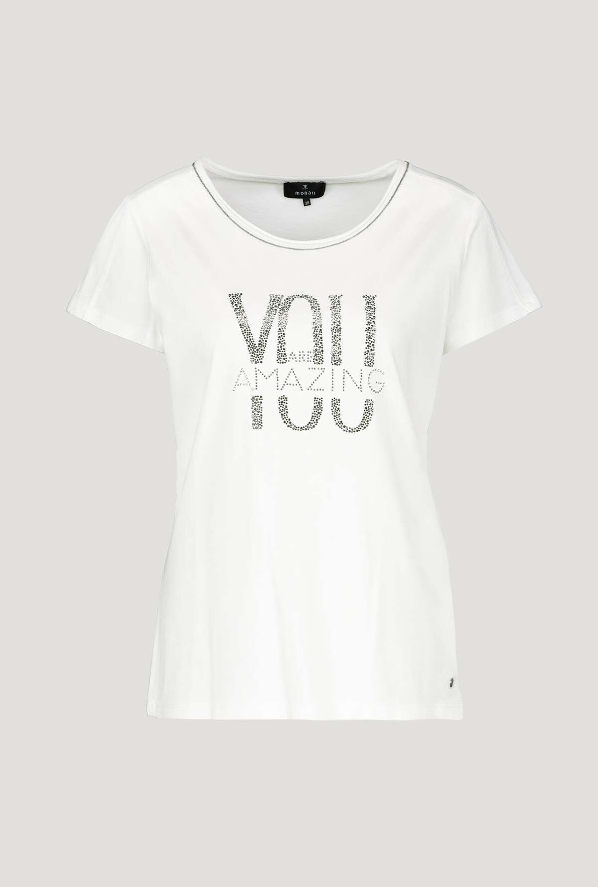 Monari Damen Statement T-Shirt mit Glitzer – Melange