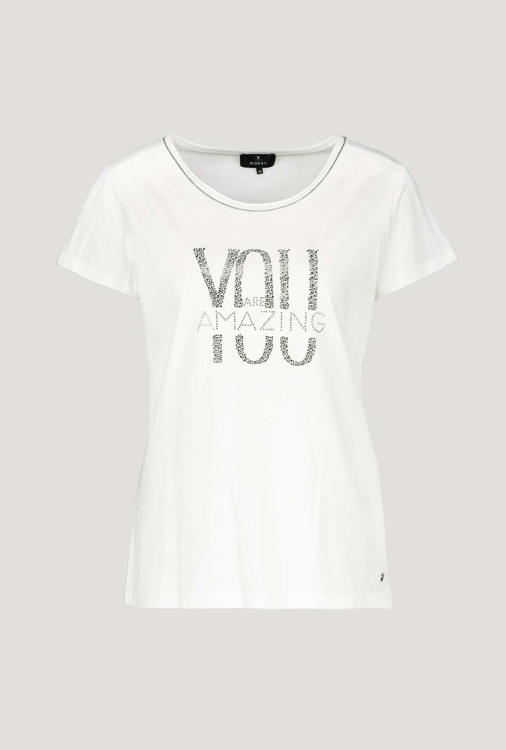 Monari Damen Statement T-Shirt mit Glitzer
