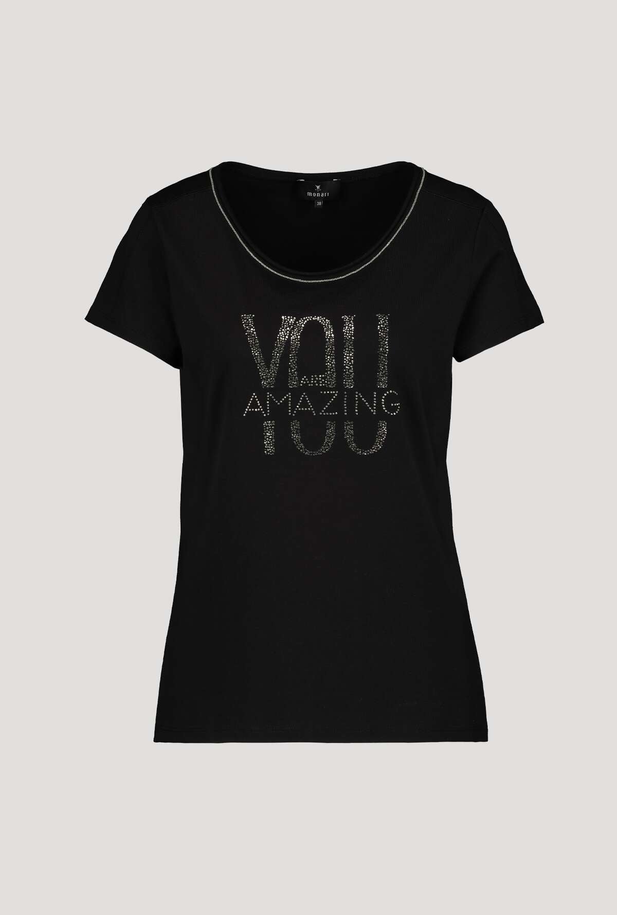 Monari Damen Statement T-Shirt mit Glitzer