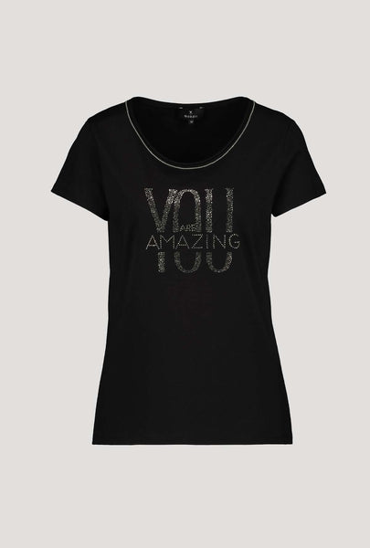 Melange mit Damen Statement Monari – T-Shirt Glitzer