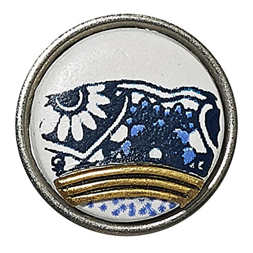 NOOSA Petite Chunk Delft Blue FAIENCE white/blue/gold-ceramic/brass CPRF-9018-02