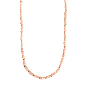 TIMI Damen Halskette Zarte rosa & goldene Perlenkette