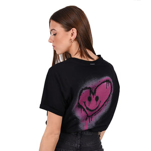 Kleinigkeit Damen T-Shirt Görls Relaxfit Shört Big Graffiti Heart / pink