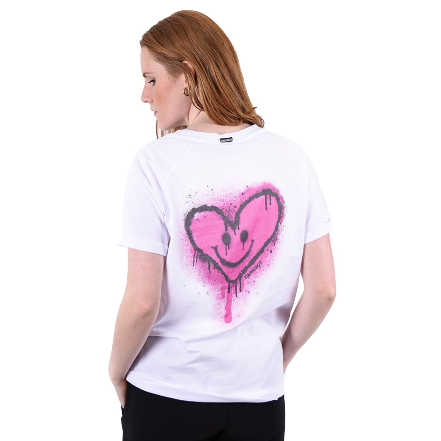 Kleinigkeit Damen T-Shirt Görls Relaxfit Shört Big Graffiti Heart / pink