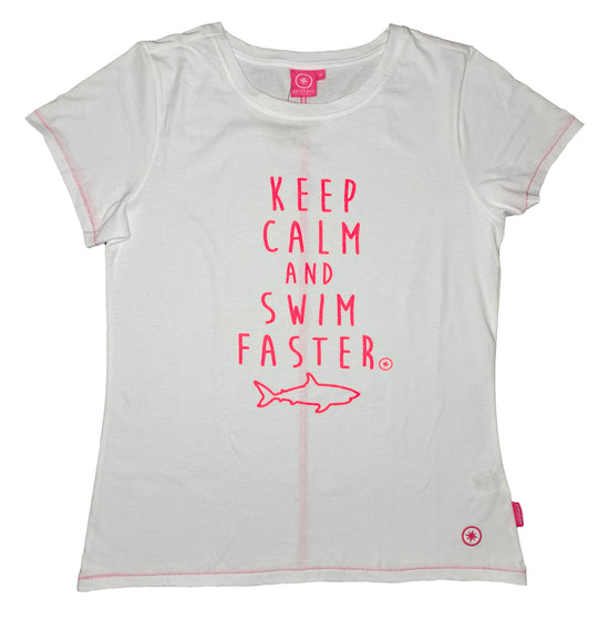 Salzhaut Damen T-Shirt "KEEP CALM AND SWIM FASTER"