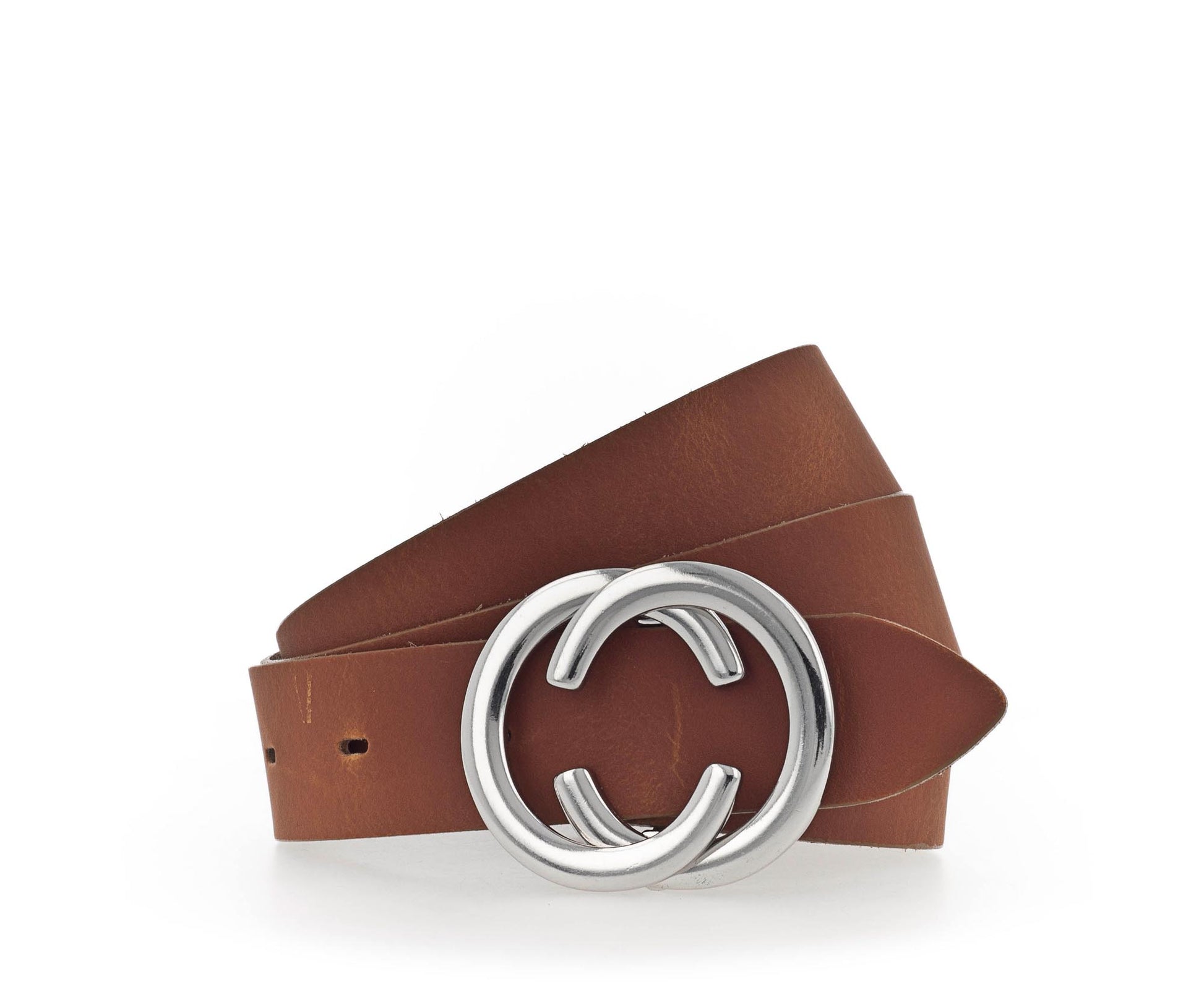 Vanzetti Damengürtel, Glattleder, silberne Schmuckschließe, 3 cm