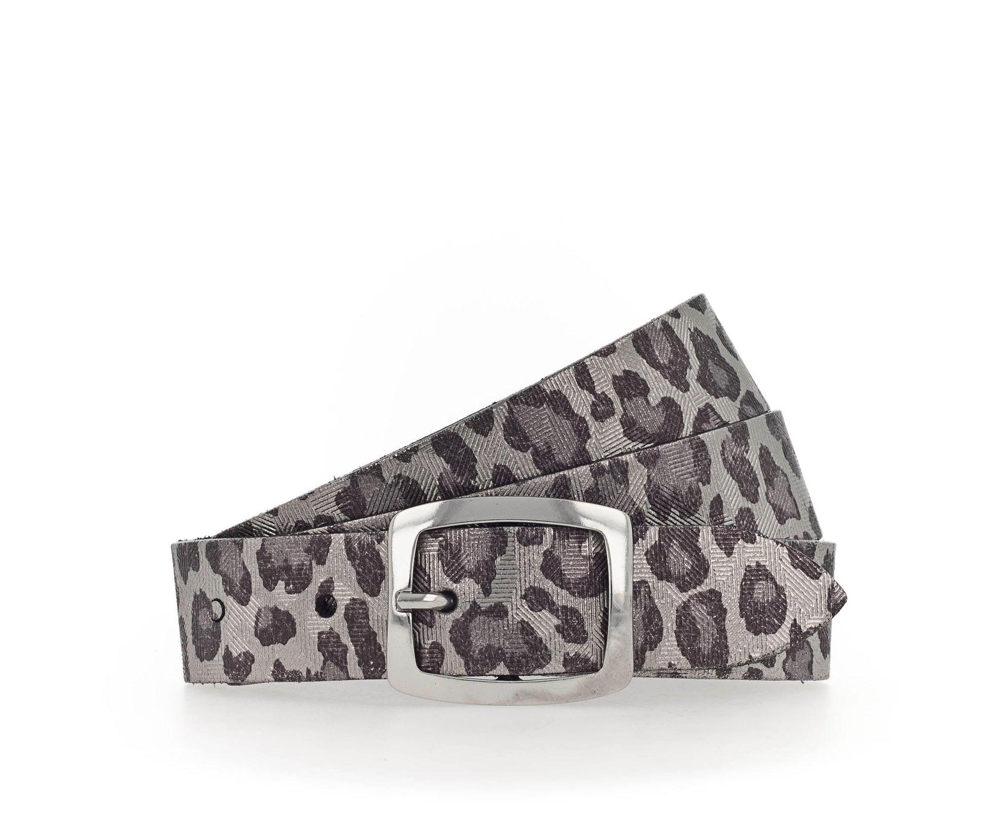 Vanzetti Damen Ledergürtel V5833A6919, LEO-Print, silber metallic-schwarz