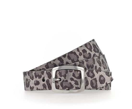 Vanzetti Damen Ledergürtel V5833A6919, LEO-Print, silber metallic-schwarz