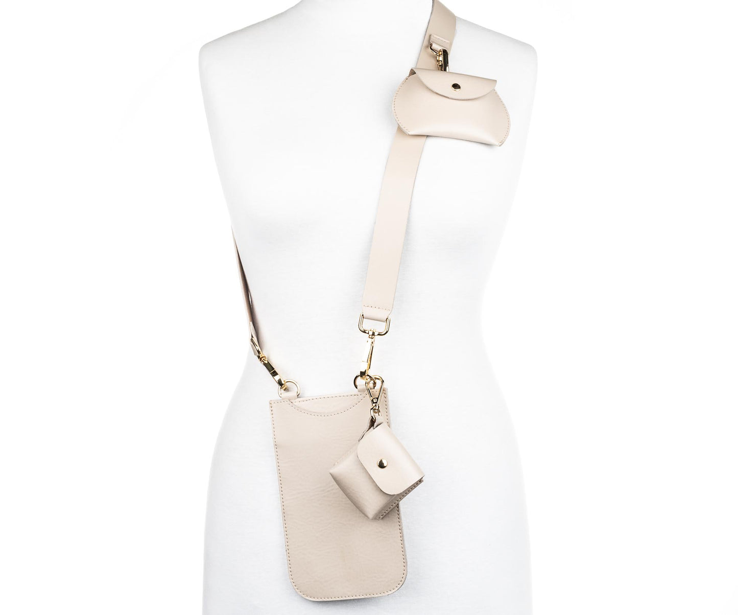 Vanzetti Leder-Handytasche mit kleinen Taschen und Kosmetiktäschchen