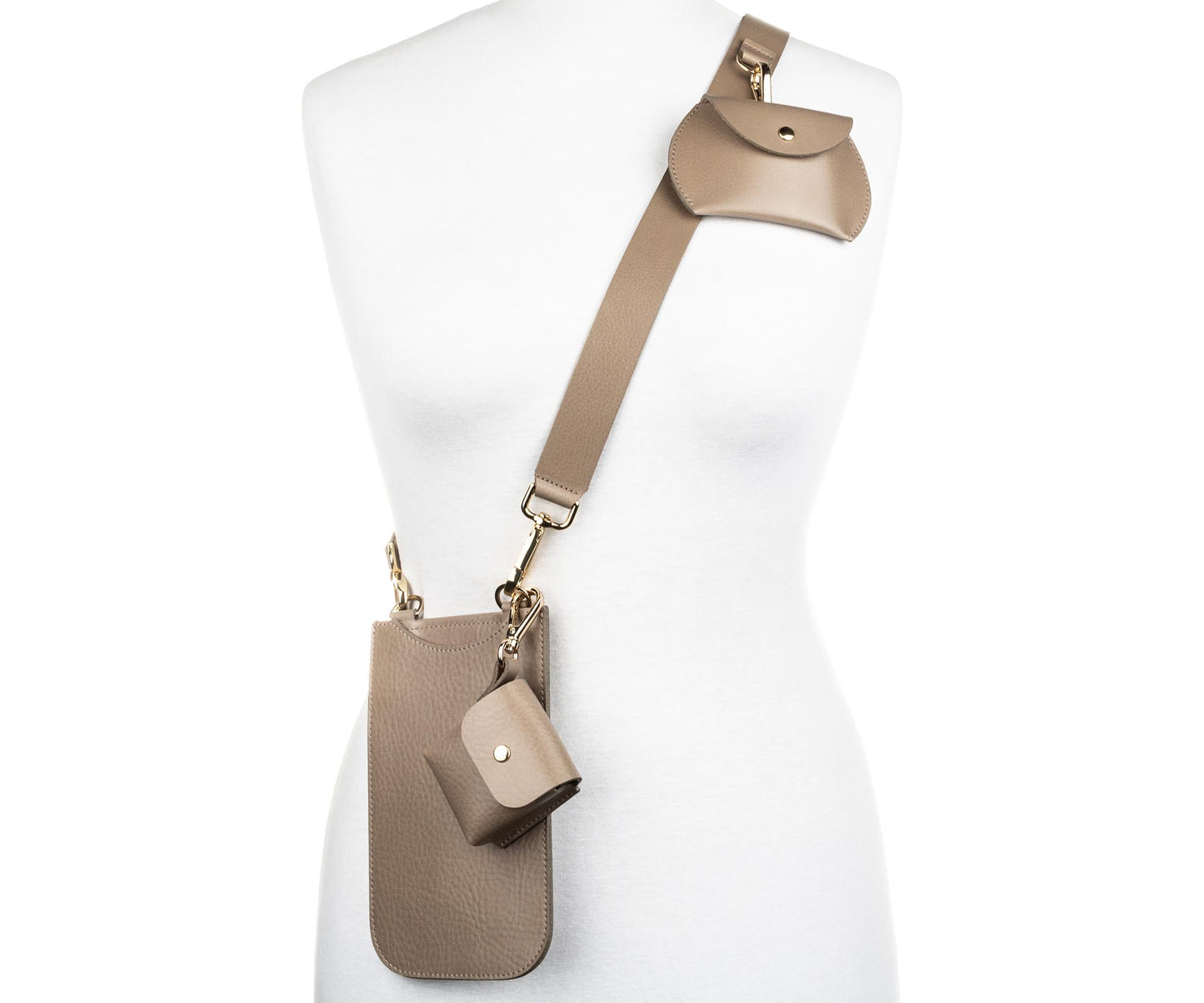 Vanzetti Leder-Handytasche mit kleinen Taschen und Kosmetiktäschchen